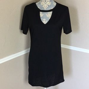 Choker Keyhole T Shirt Short Sleeve Fitted dress